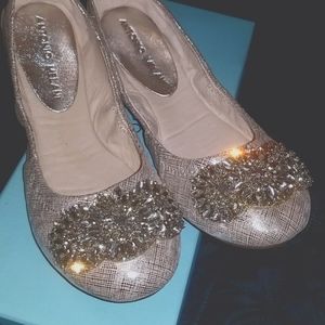 Brand New in box Antonio Melani Silver Rhinestone Flats Size 6